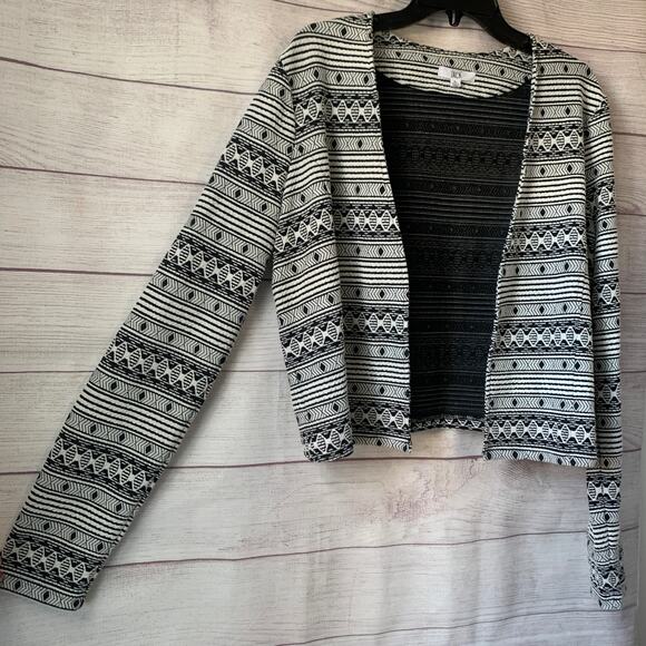 Jack Black and White Geometric Pattern Blazer Jacket Open Front Aztec Size Large - Picture 5 of 14